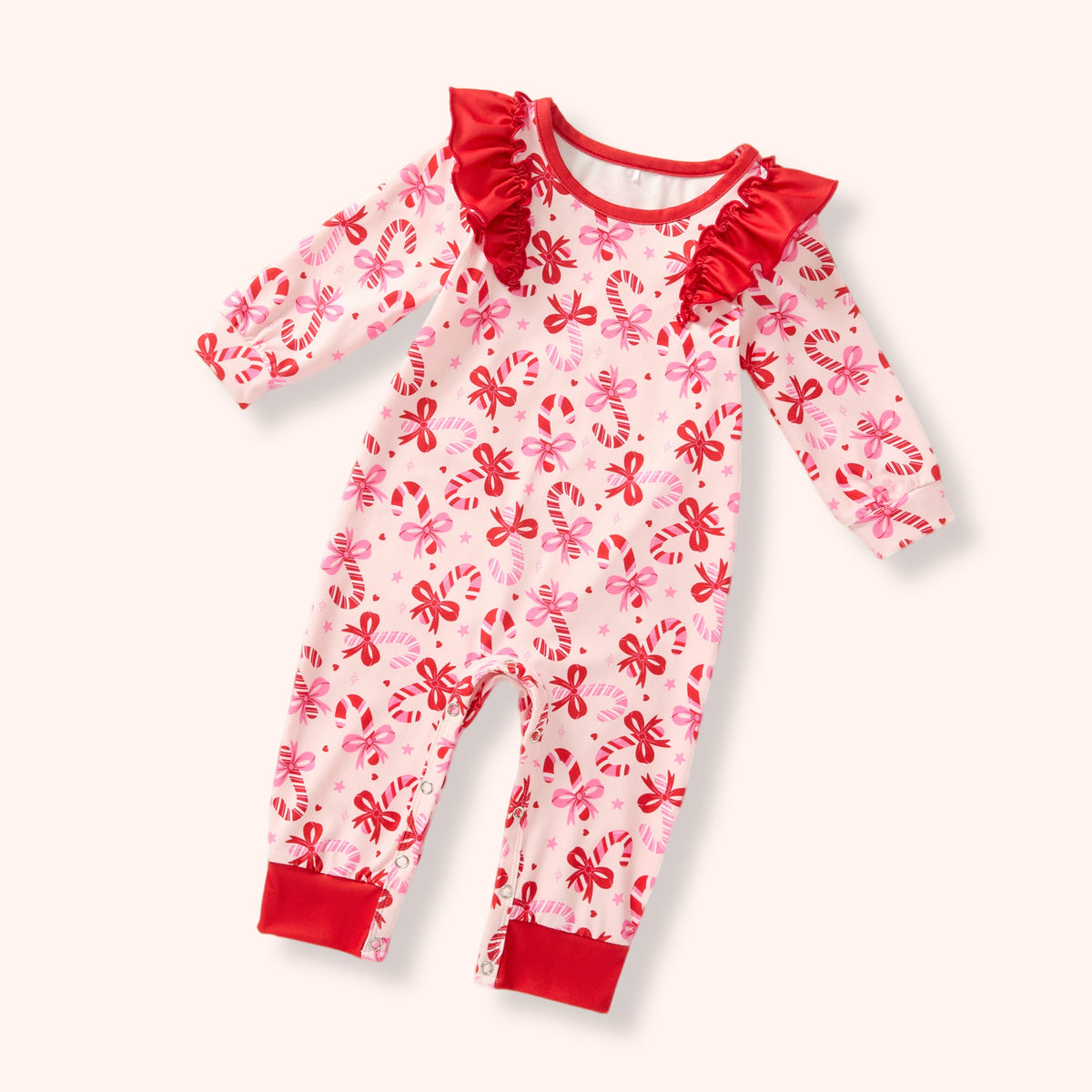 Candy Cane Cutie - Romper flat lay