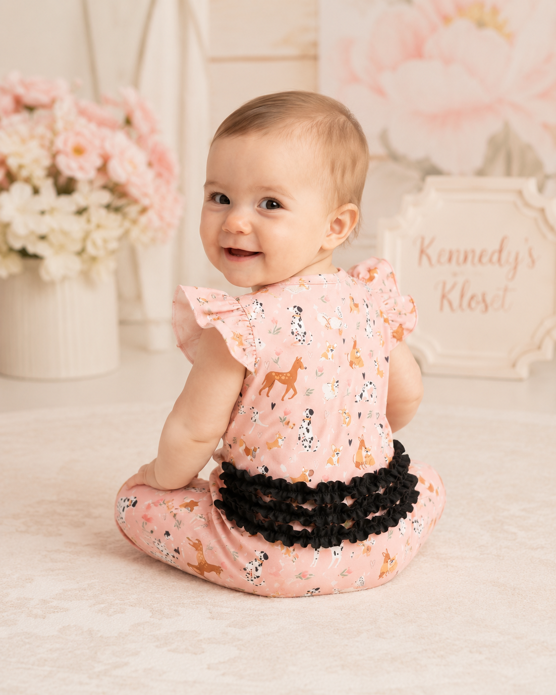 Playful Paws Girl Infant Romper