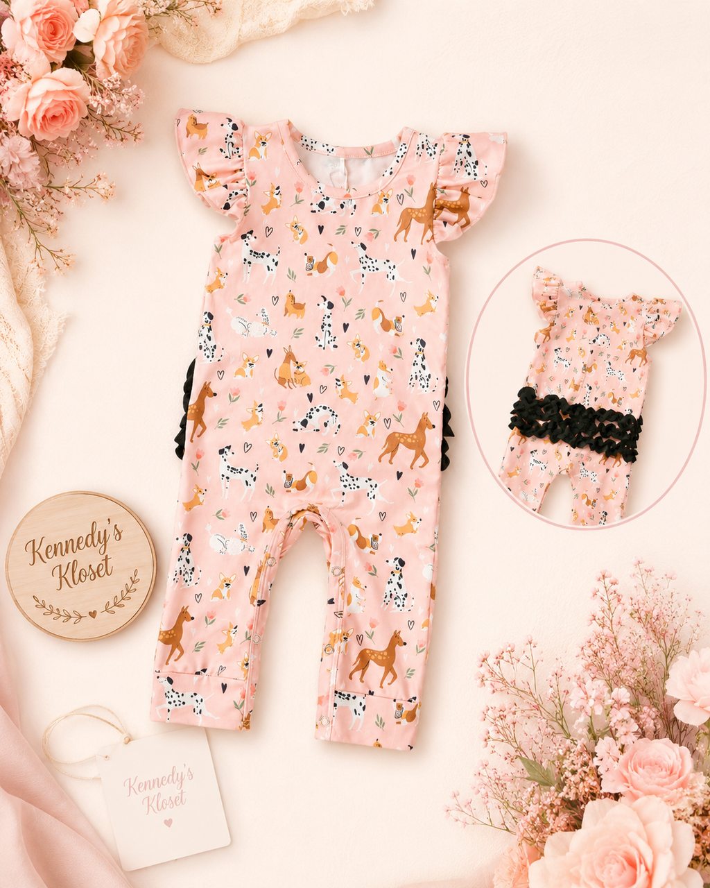 Playful Paws Girl Infant Romper