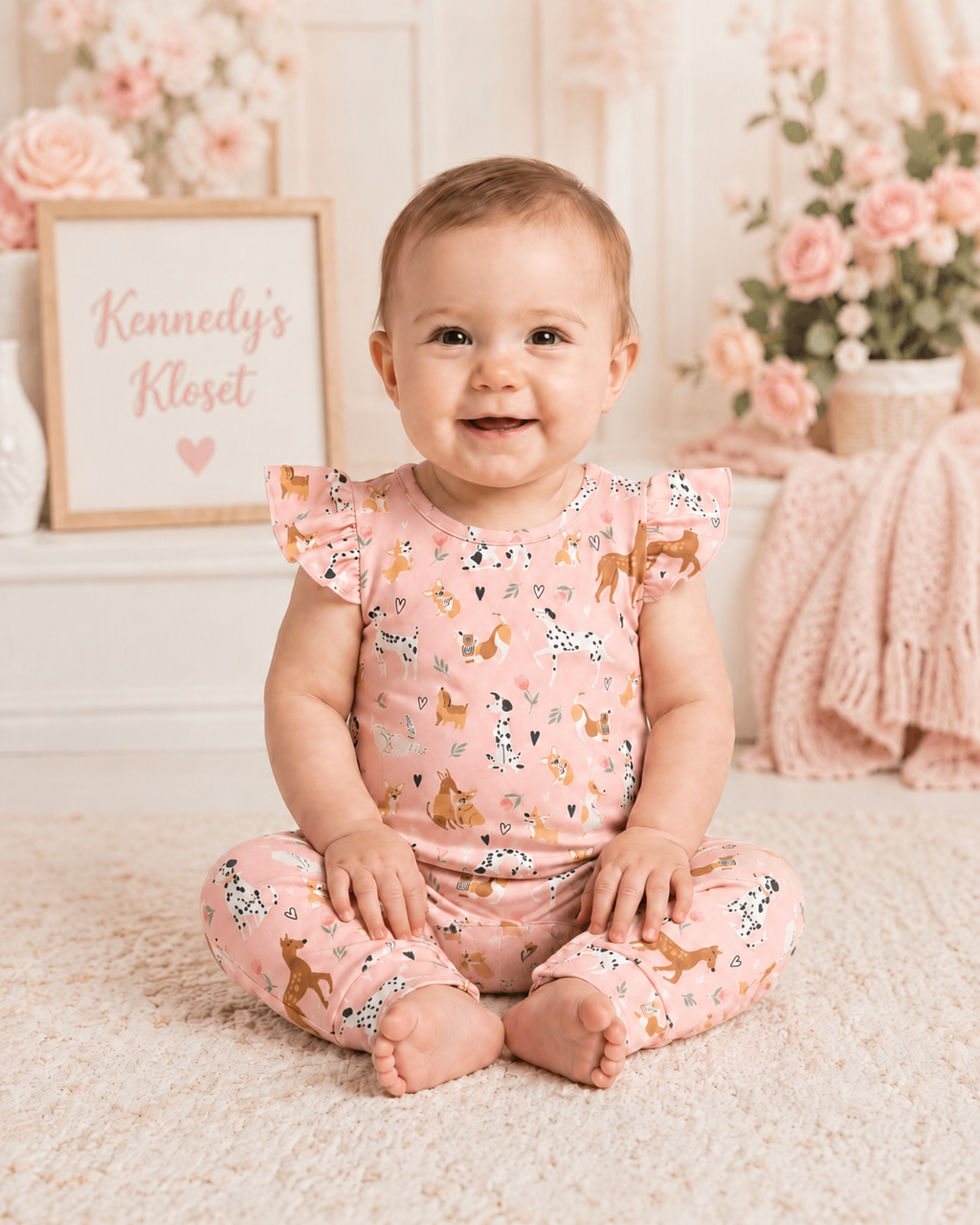 Playful Paws Girl Infant Romper