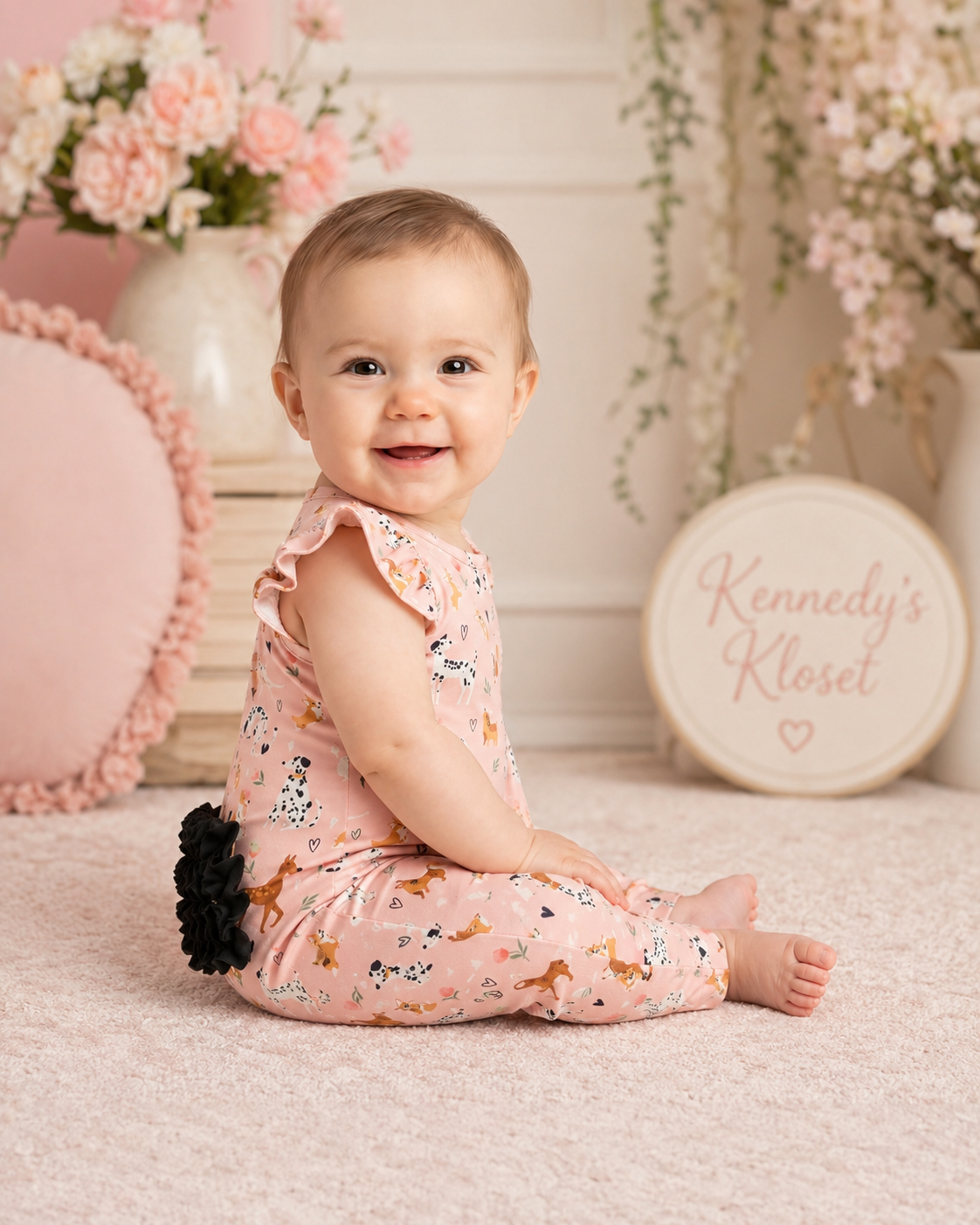 Playful Paws Girl Infant Romper